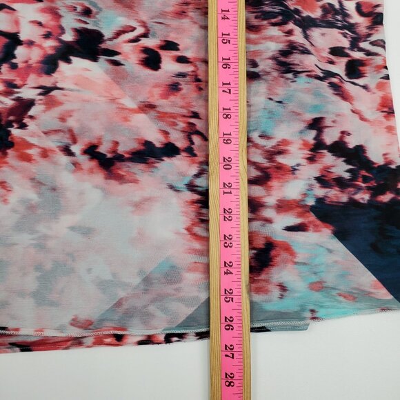 Jennifer Lopez Women 2X Pink Floral Sheer Overlay Blouse V-Neck Asymmetrical Top - Picture 14 of 15